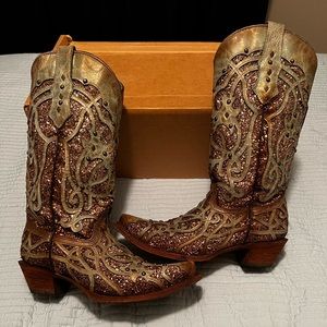 Coral glitter boots EUC